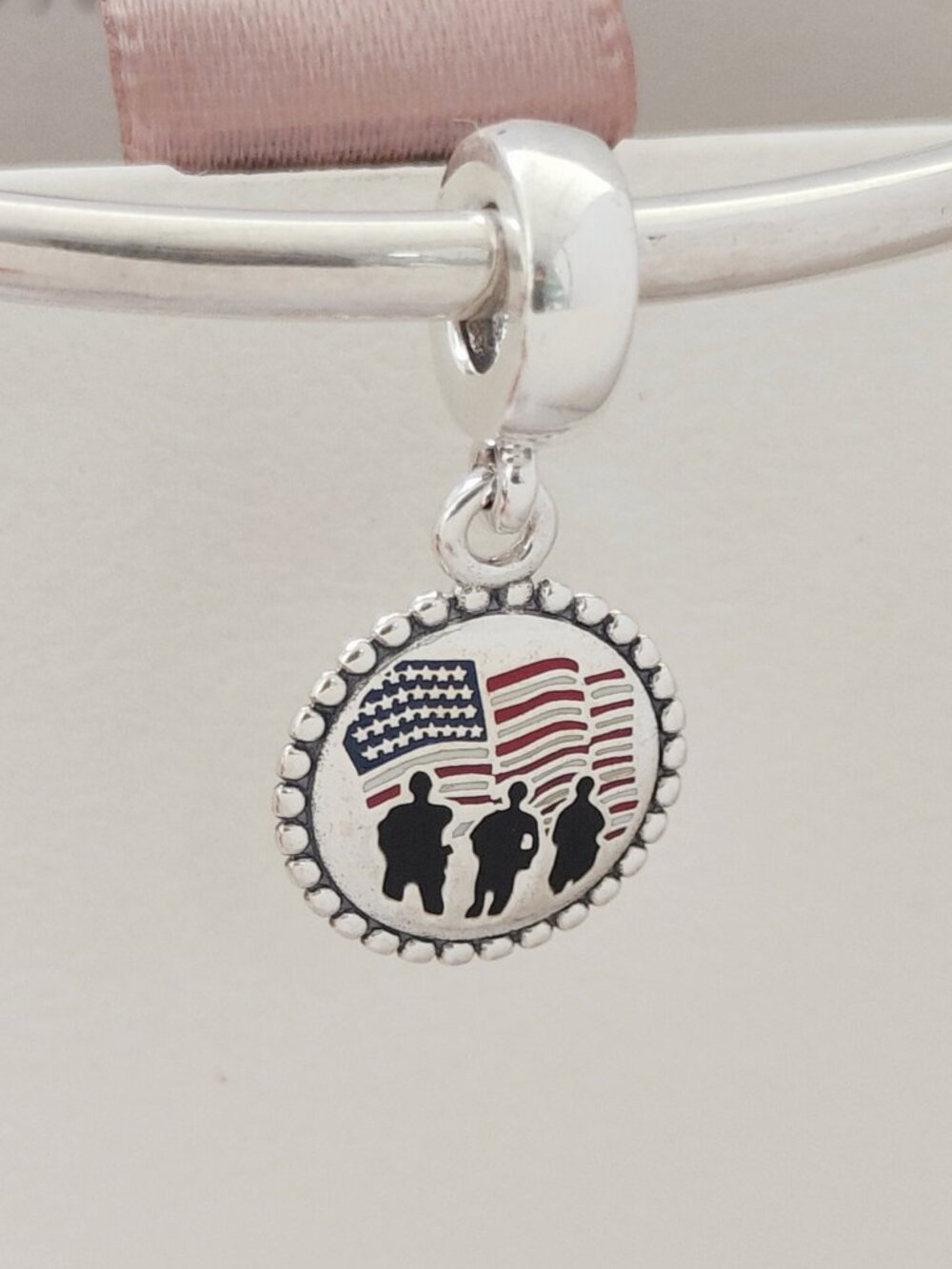 Pandora Exclusive USA Army's America Flag Dangle Charm with box